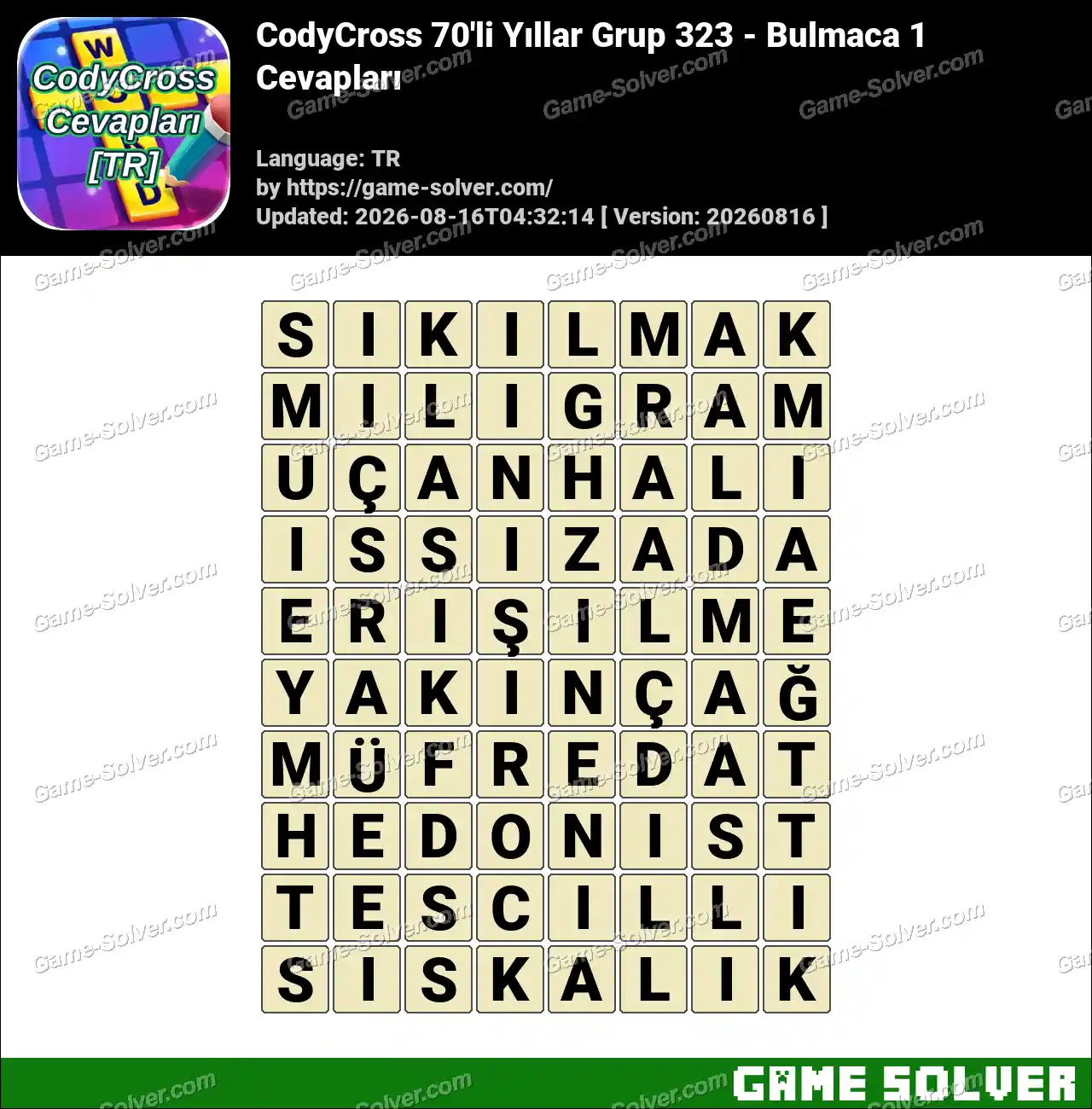 CodyCross 70’li Yıllar Grup 323 – Bulmaca 1 Cevapları